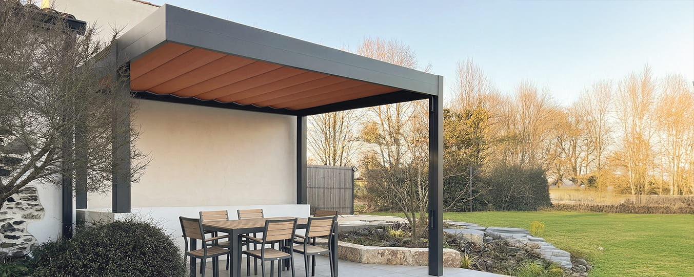 Alutoile, pergola toile rétractable, configuration tonnelle